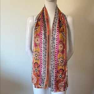 Italca Vibrant Floral Patterned Silk  Scarf Made in Italy